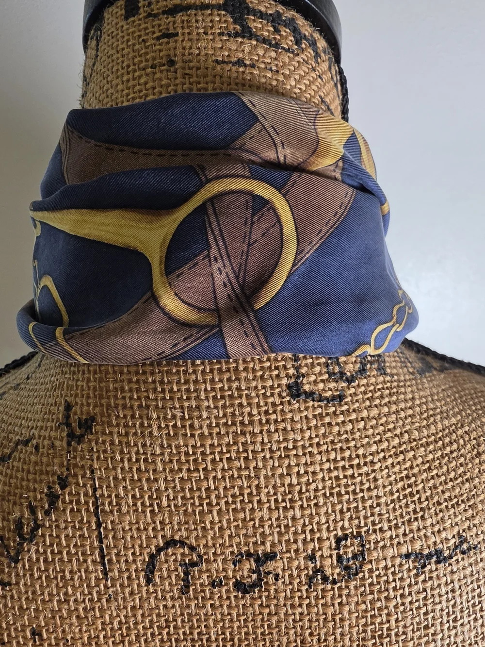 Navy & Brown Equestrian Print Womens Scarf